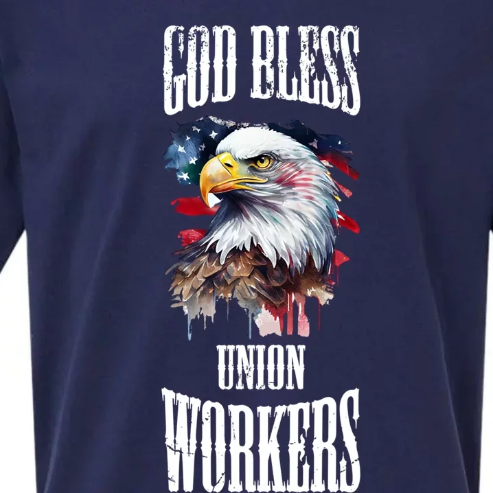 God Bless Union Workers Teamster Fair Labor Patriotic Meaningful Gift Sueded Cloud Jersey T-Shirt