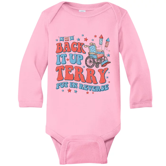 Groovy Back Up Terry Put It In Reverse Firework 4th Of July Baby Long Sleeve Bodysuit