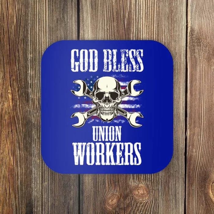 God Bless Union Workers Teamster Patriotic Distressed Usa Gift Coaster