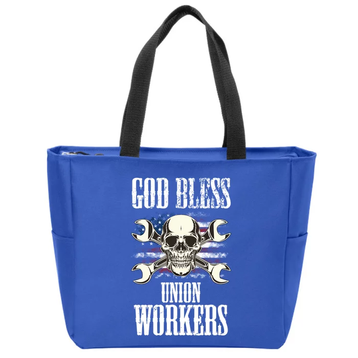 God Bless Union Workers Teamster Patriotic Distressed Usa Gift Zip Tote Bag