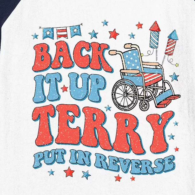 Groovy Back Up Terry Put It In Reverse Firework 4th Of July Baseball Sleeve Shirt