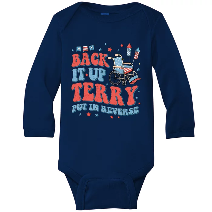 Groovy Back Up Terry Put It In Reverse Firework 4th Of July Baby Long Sleeve Bodysuit