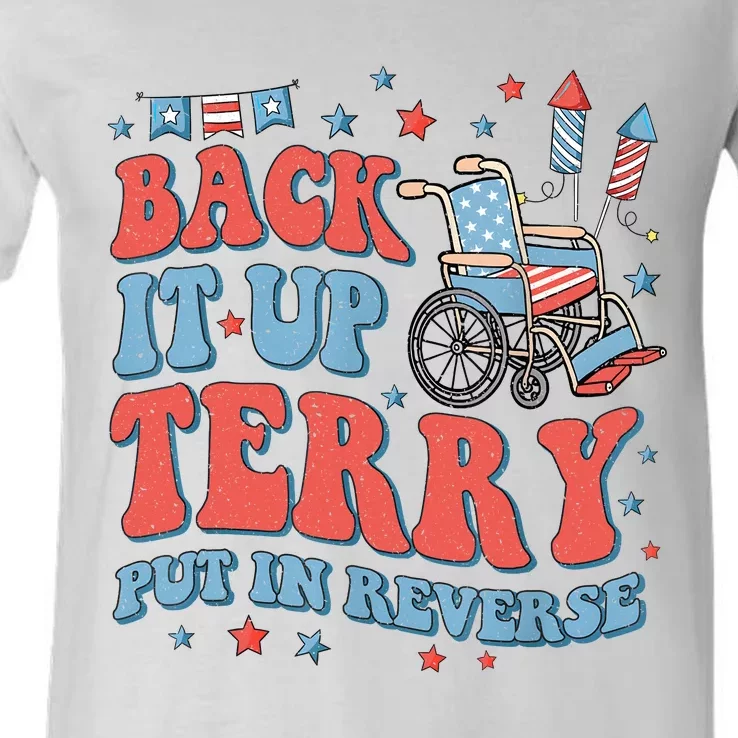 Groovy Back Up Terry Put It In Reverse Firework 4th Of July V-Neck T-Shirt