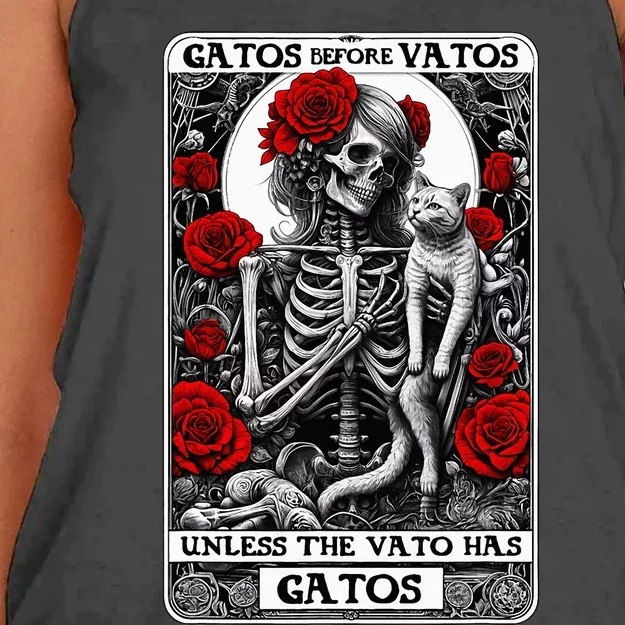 Gatos Before Vatos Unless The Vato Has Gatos Women's Knotted Racerback Tank