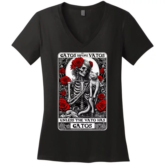 Gatos Before Vatos Unless The Vato Has Gatos Women's V-Neck T-Shirt