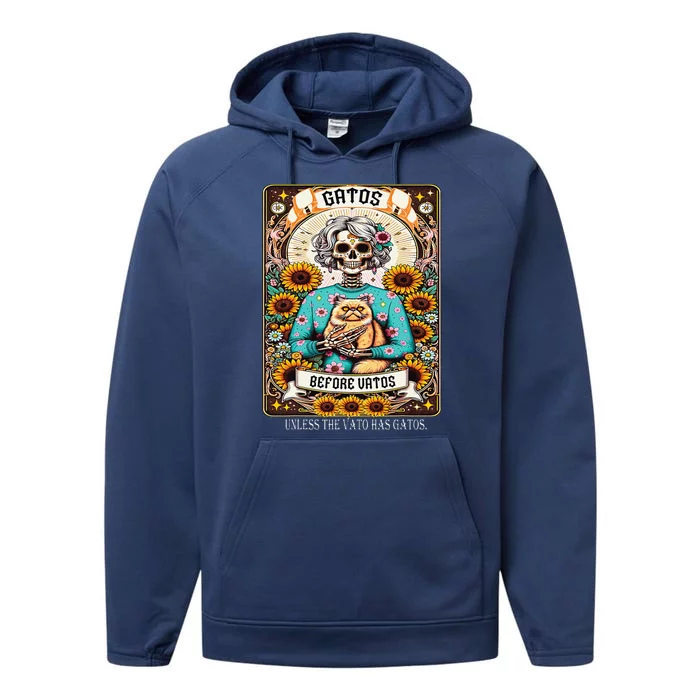 Gatos Before Vatos Unless The Vato Has Gatos Performance Fleece Hoodie