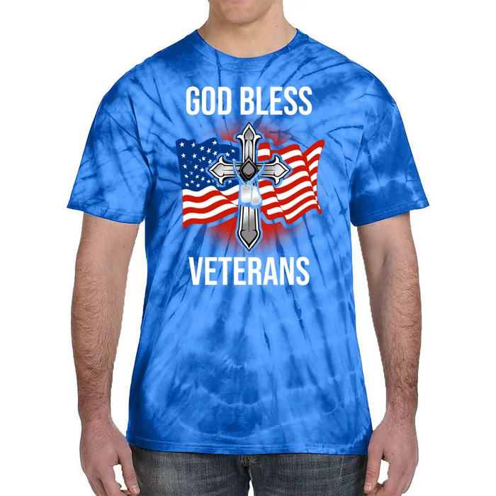 God Bless Veterans American Flag Military Veteran America Gift Tie-Dye T-Shirt