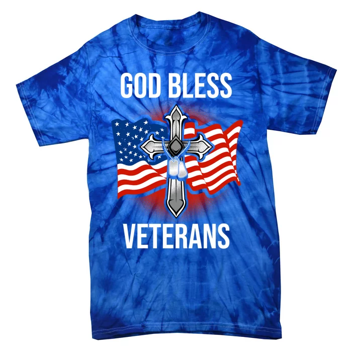 God Bless Veterans American Flag Military Veteran America Gift Tie-Dye T-Shirt