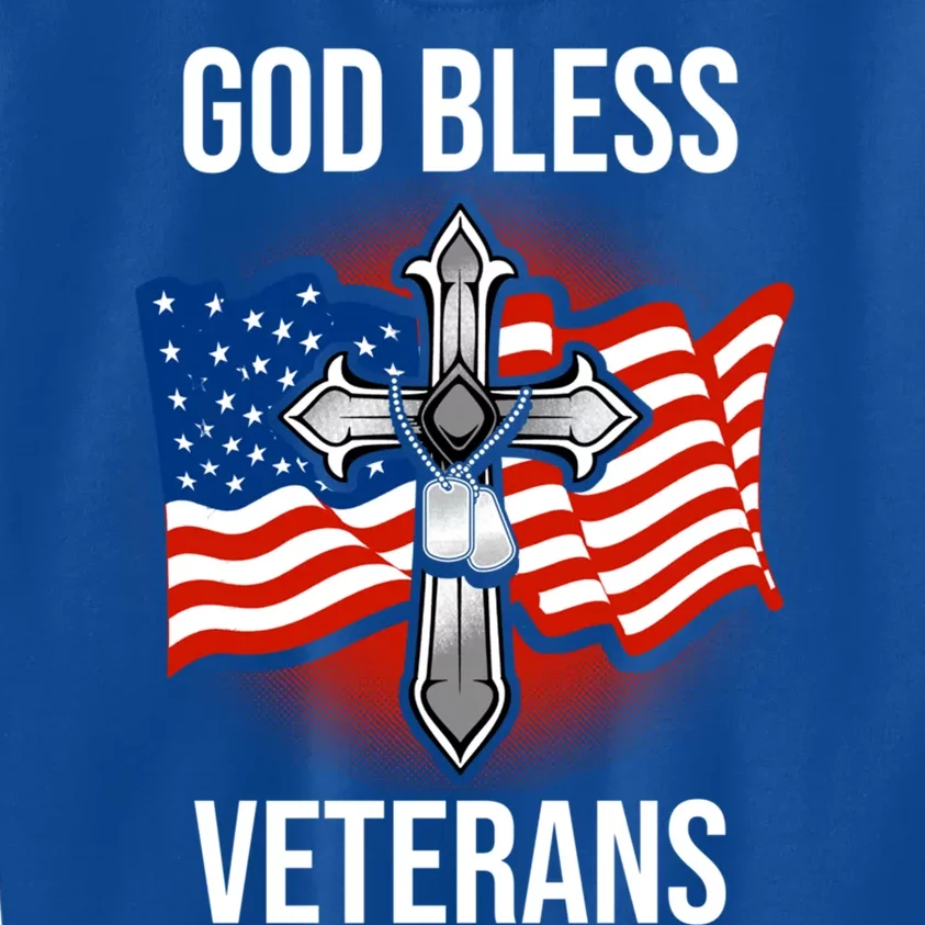 God Bless Veterans American Flag Military Veteran America Gift Kids Sweatshirt