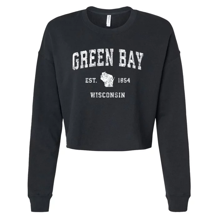 Green Bay Wisconsin Wi Vintage Athletic Sports Design Cropped Pullover Crew