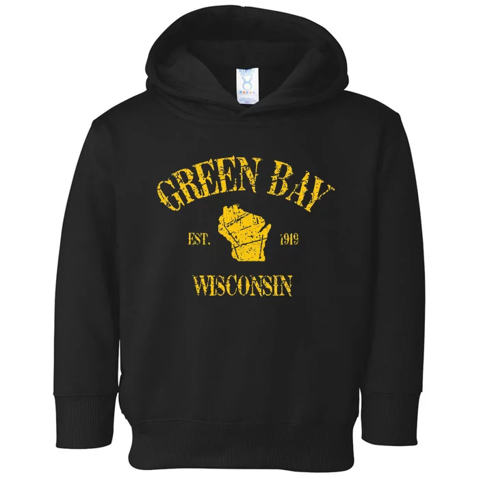 Green Bay Wisconsin Vintage Sports Design Toddler Hoodie