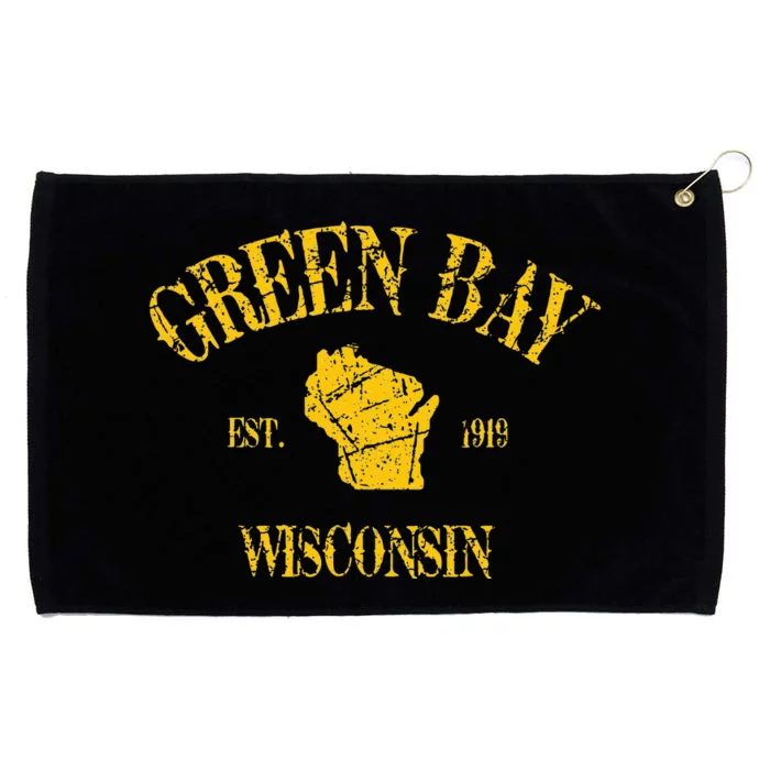 Green Bay Wisconsin Vintage Sports Design Grommeted Golf Towel