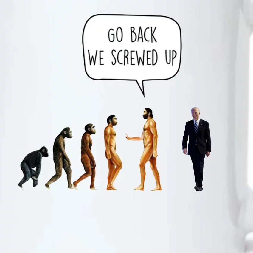 Go Back We Screwed Up Funny Anti Biden Human Evolution Black Color Changing Mug