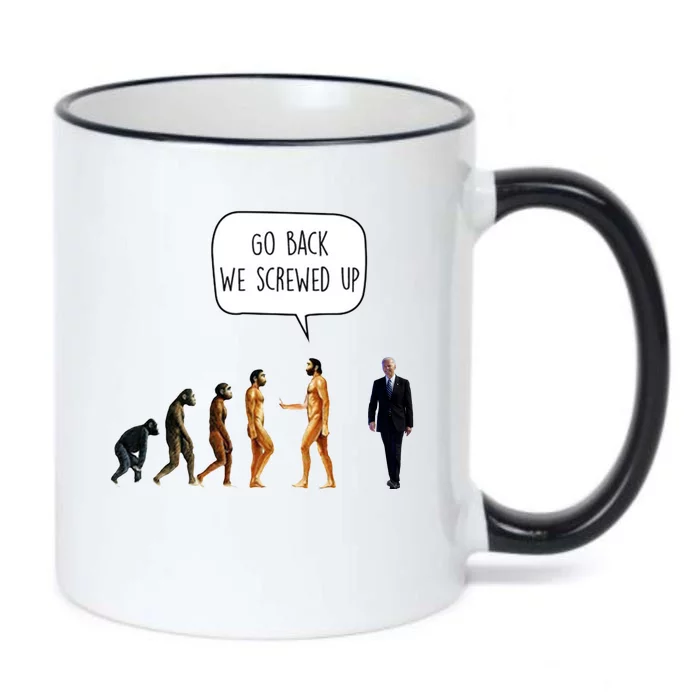 Go Back We Screwed Up Funny Anti Biden Human Evolution Black Color Changing Mug