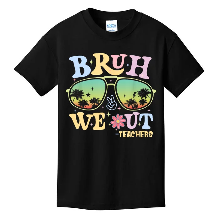 Groovy Bruh We Out Teachers Retro Happy Last Day Of School Gift Kids T-Shirt