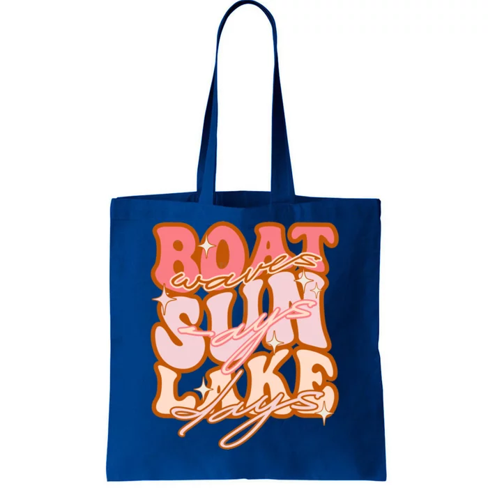 Groovy Boat Waves Sun Rays Lake Days Funny Vacation Fishing Gift Tote Bag