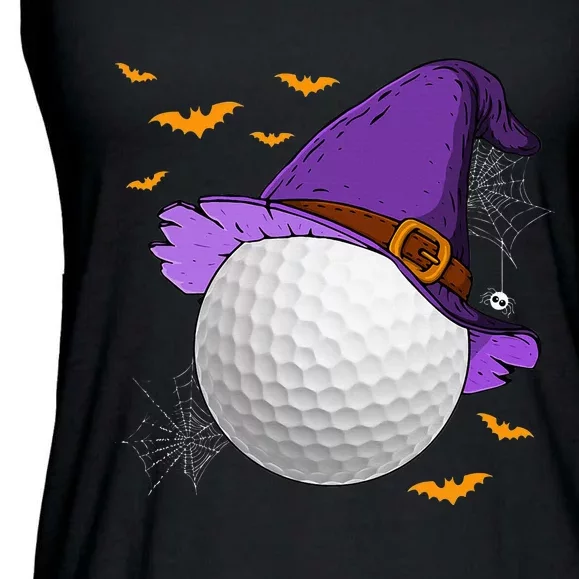 Golf Ball Witch Hat Pumpkin Spooky Halloween Costume Ladies Essential Flowy Tank