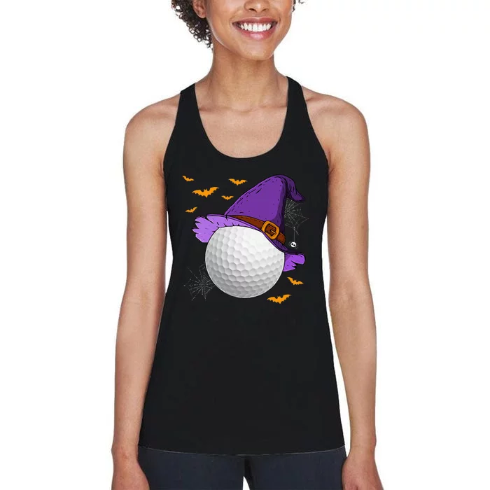 Golf Ball Witch Hat Pumpkin Spooky Halloween Costume Women's Racerback Tank