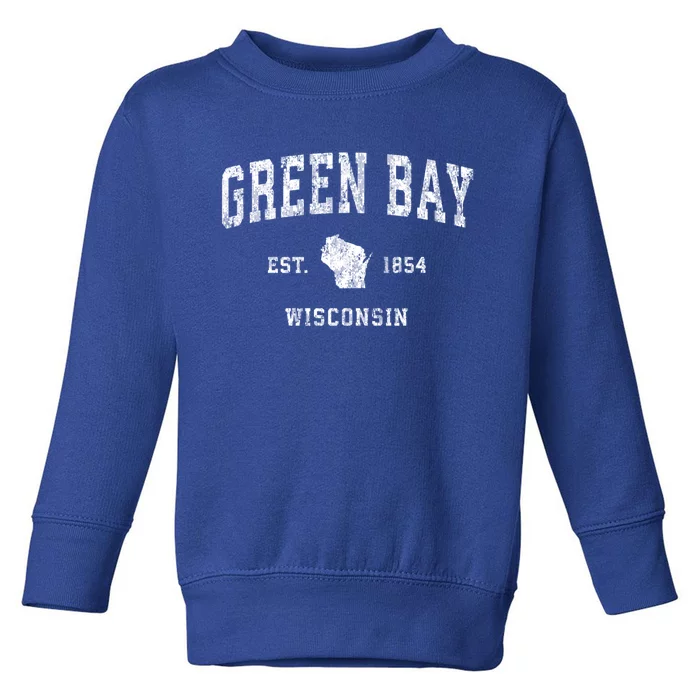 Green Bay Wisconsin Wi Vintage Athletic Sports Design Gift Toddler Sweatshirt