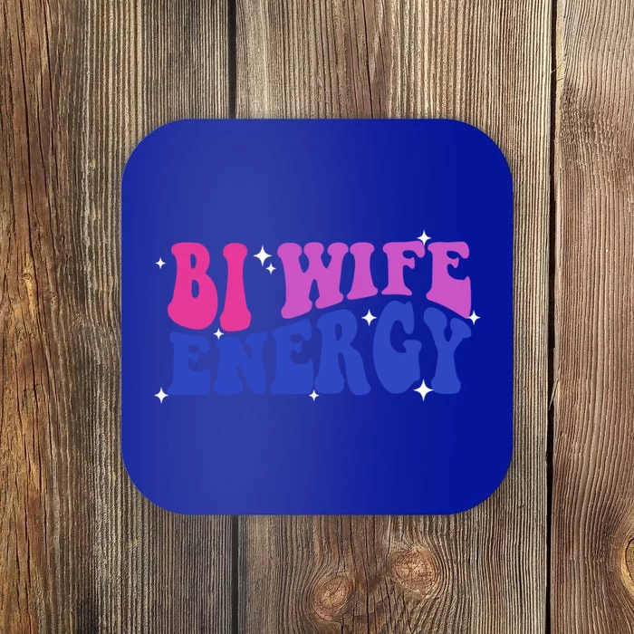 Groovy Bi Wife Energy Lgbtq Vintage Bisexual Pride Lgbt Gift Coaster