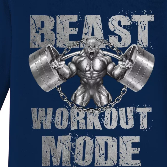 Gorilla Beast Workout Mode Lifting Weights Fitness Gym Meaningful Gift Baby Long Sleeve Bodysuit