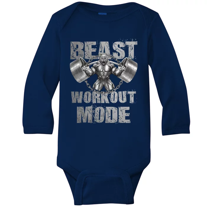 Gorilla Beast Workout Mode Lifting Weights Fitness Gym Meaningful Gift Baby Long Sleeve Bodysuit