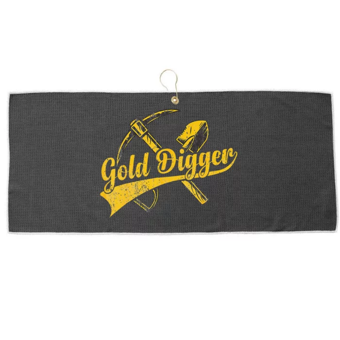 Golden Batch with Crossing Pick and Shovel for Gold Digger Large Microfiber Waffle Golf Towel