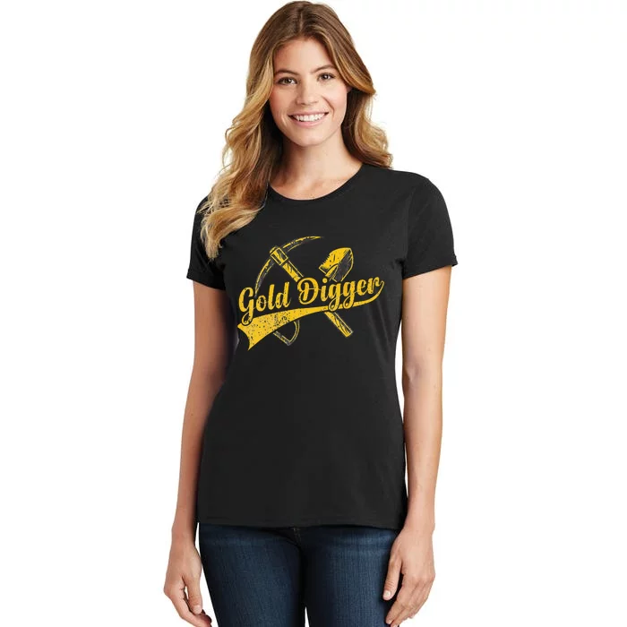 Golden Batch with Crossing Pick and Shovel for Gold Digger Women's T-Shirt