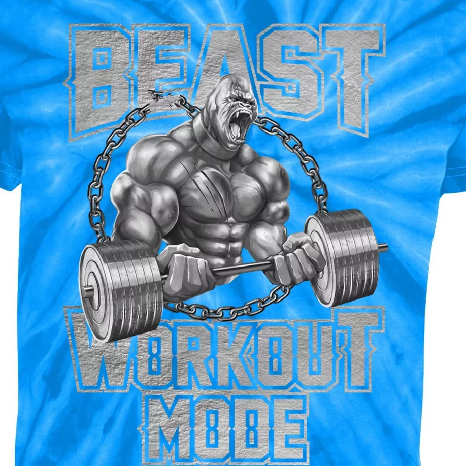 Gorilla Beast Workout Mode Motivation Bodybuilding Gym Cute Gift Kids Tie-Dye T-Shirt