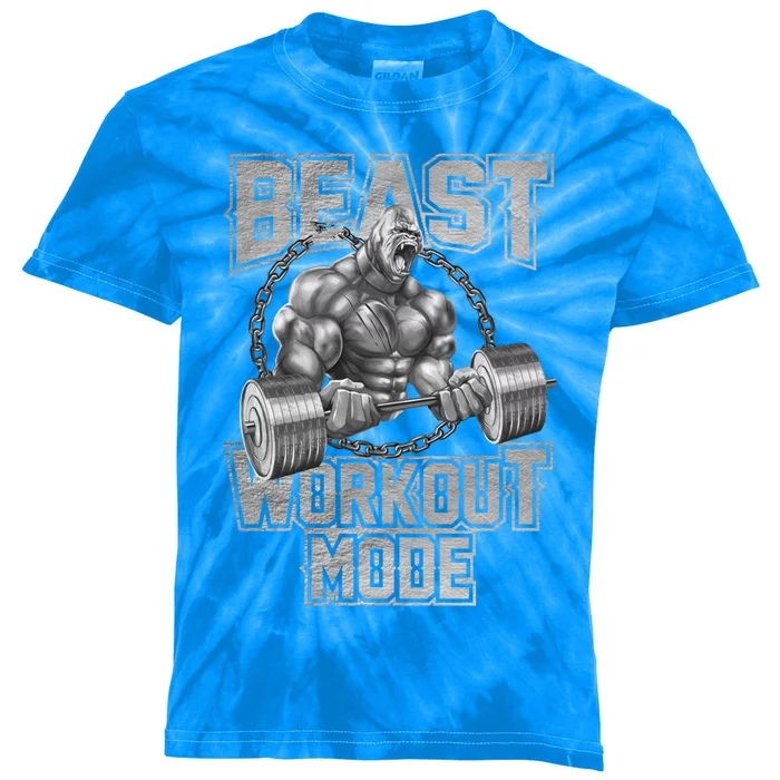 Gorilla Beast Workout Mode Motivation Bodybuilding Gym Cute Gift Kids Tie-Dye T-Shirt