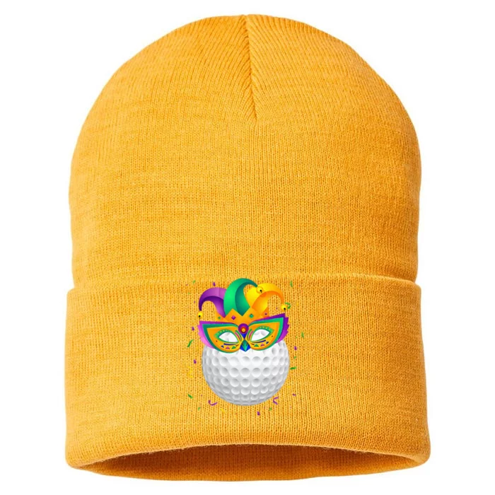 Golf Ball With Jester Hat Mardi Gras Fat Tuesday Parade Sustainable Knit Beanie