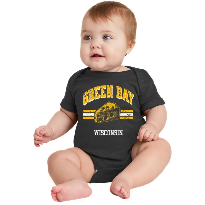 Green Bay Wisconsin Cheesehead Retro Pride Vintage Cheese Baby Bodysuit