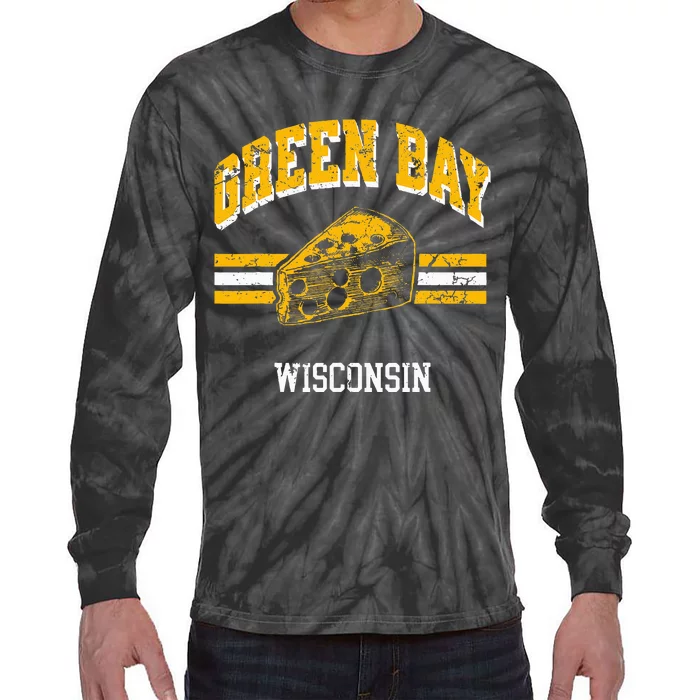 Green Bay Wisconsin Cheesehead Retro Pride Vintage Cheese Tie-Dye Long Sleeve Shirt