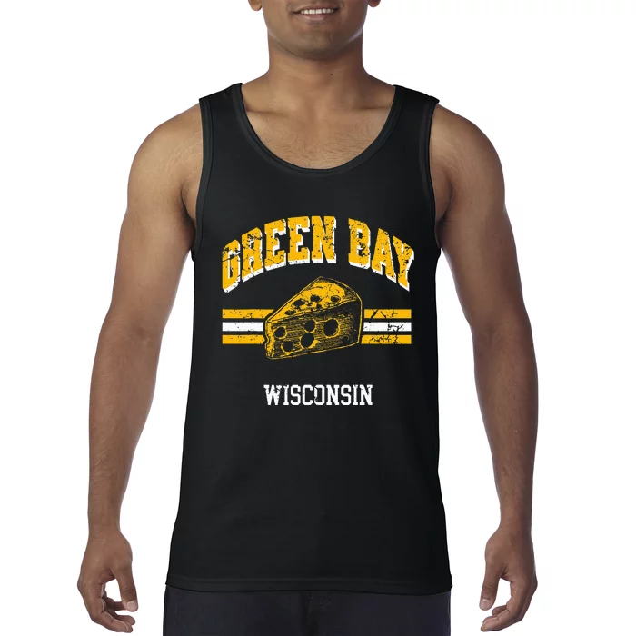 Green Bay Wisconsin Cheesehead Retro Pride Vintage Cheese Tank Top