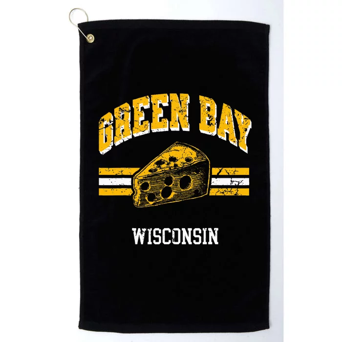 Green Bay Wisconsin Cheesehead Retro Pride Vintage Cheese Platinum Collection Golf Towel