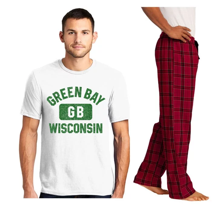 Green Bay Wisconsin Gb Gym Style Distressed Green Pajama Set