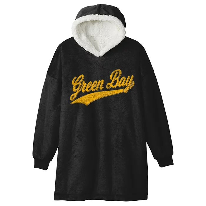 Green Bay Wisconsin Vintage Sports Hooded Wearable Blanket