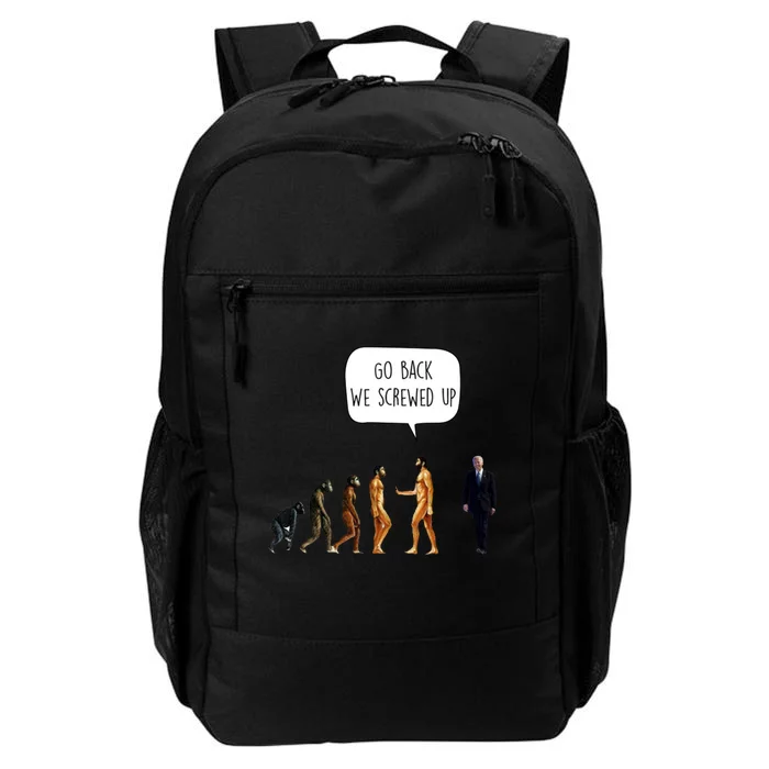 Go Back We Screwed Up Funny Anti Biden Human Evolution Daily Commute Backpack