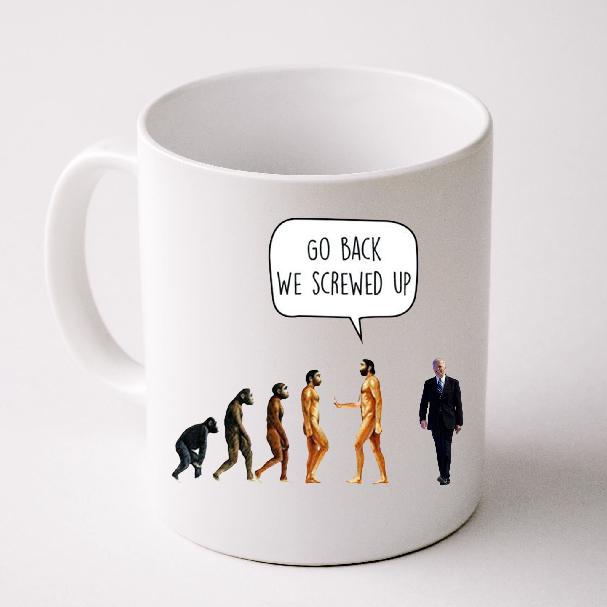 Go Back We Screwed Up Funny Anti Biden Human Evolution Coffee Mug |  TeeShirtPalace