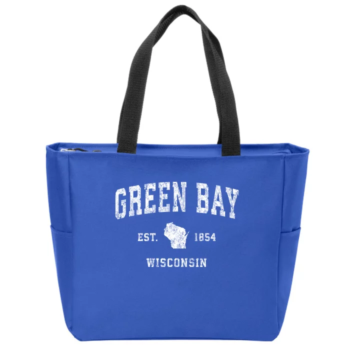 Green Bay Wisconsin Wi Vintage Athletic Sports Design Established Zip Tote Bag