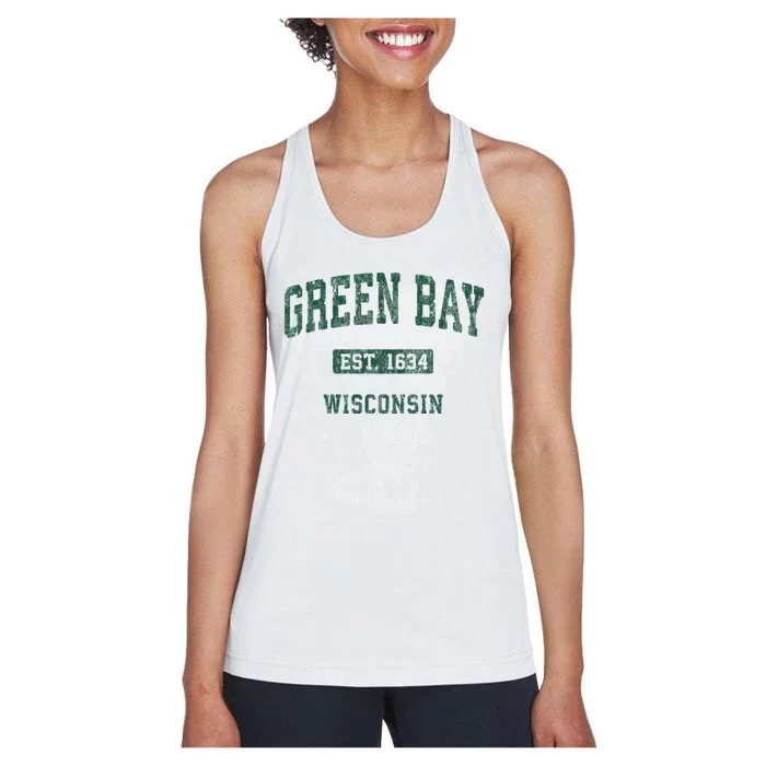 Green Bay Wisconsin Wi Vintage Athletic Sports Design Women's Racerback Tank