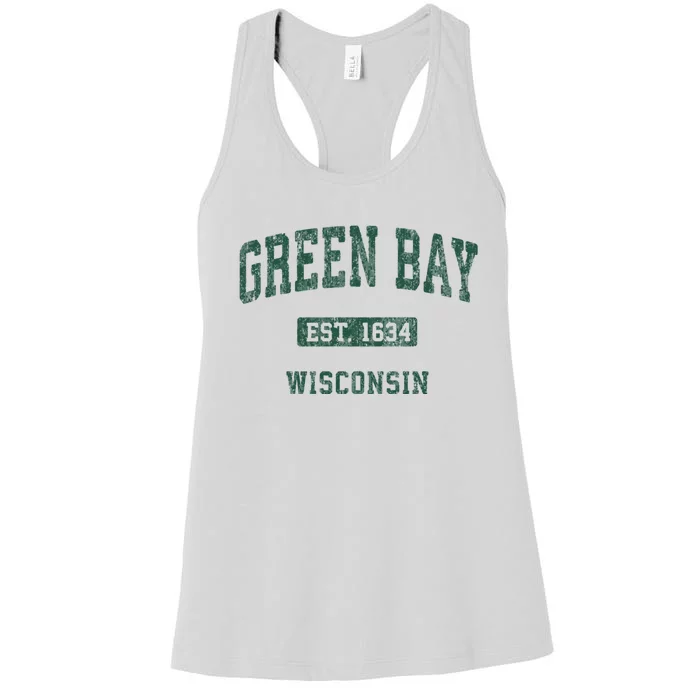 Green Bay Wisconsin Wi Vintage Athletic Sports Design Women's Racerback Tank