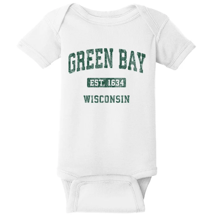 Green Bay Wisconsin Wi Vintage Athletic Sports Design Baby Bodysuit