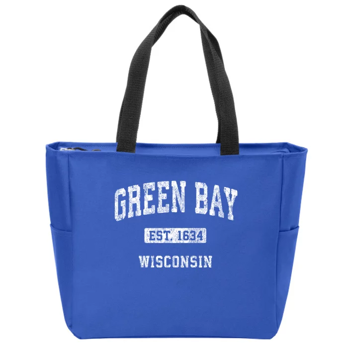 Green Bay Wisconsin Wi Vintage Athletic Sports Design Zip Tote Bag