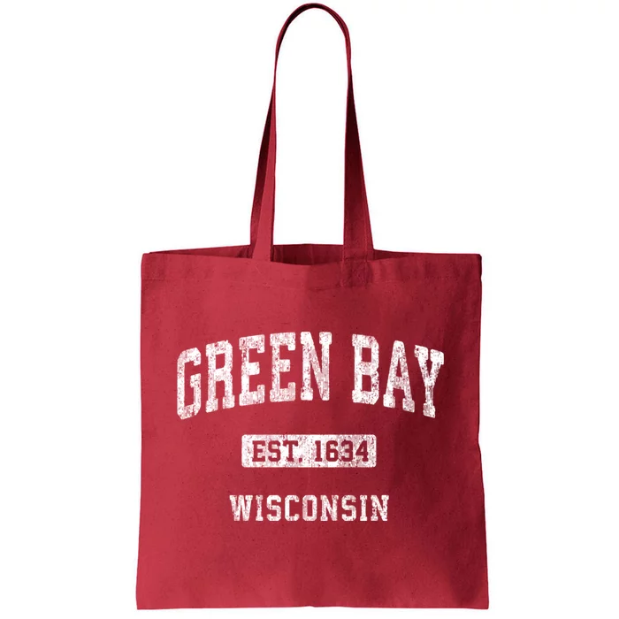 Green Bay Wisconsin Wi Vintage Athletic Sports Design Tote Bag