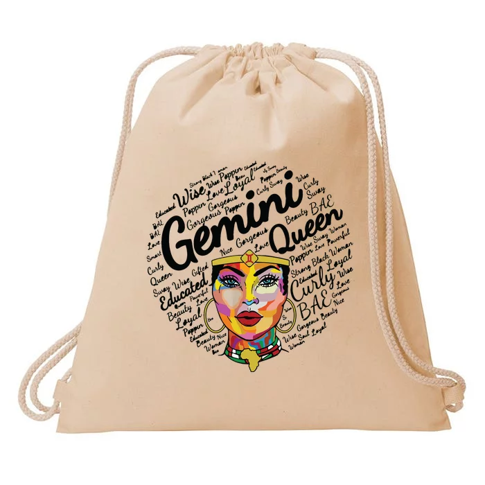 Gemini Black Women Born In May June Gemini Queen Drawstring Bag