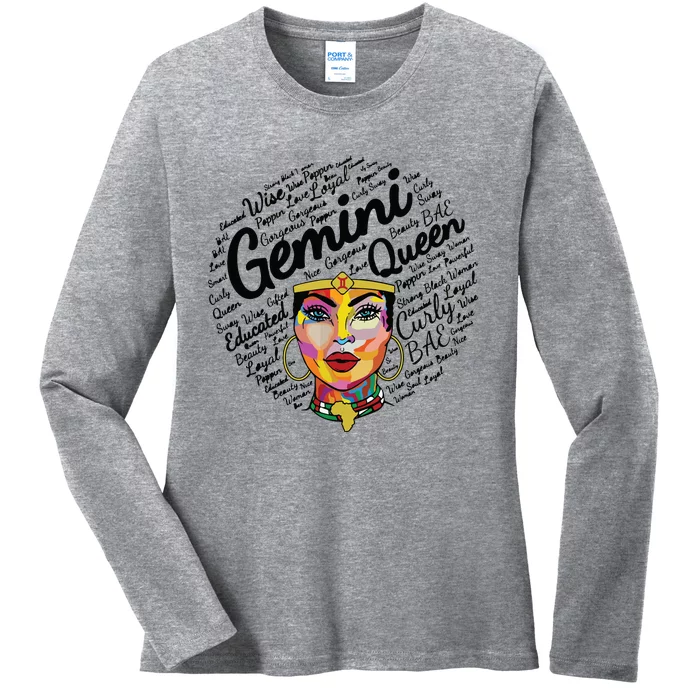 Gemini Black Women Born In May June Gemini Queen Ladies Long Sleeve Shirt