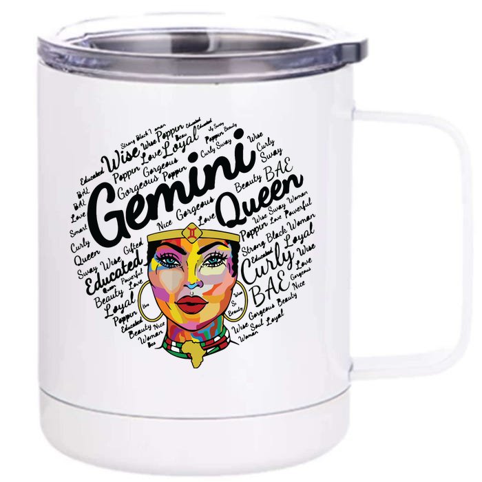 Gemini Black Women Born In May June Gemini Queen Front & Back 12oz Stainless Steel Tumbler Cup