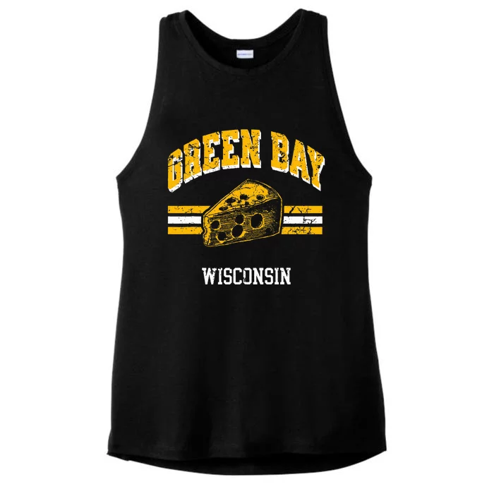 Green Bay Wisconsin Cheesehead Retro Pride Ladies Tri-Blend Wicking Tank