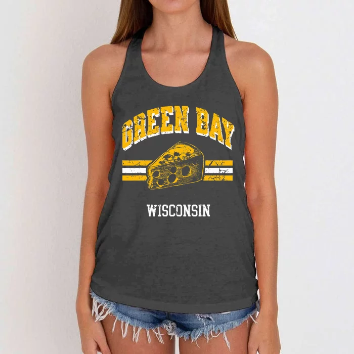 Green Bay Wisconsin Cheesehead Retro Pride Women's Knotted Racerback Tank